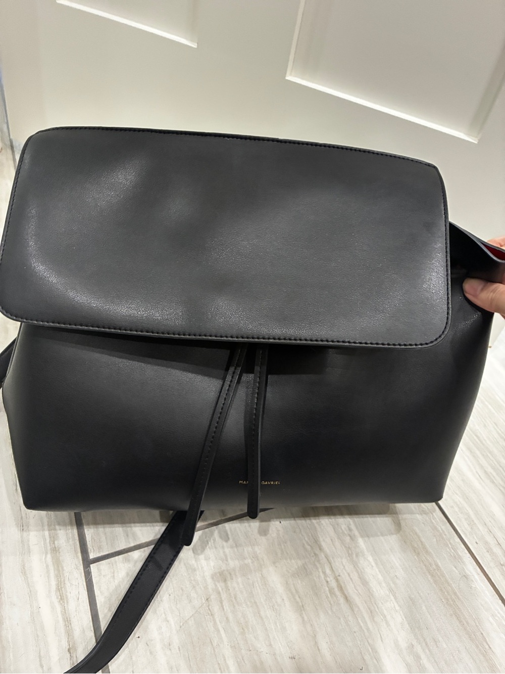 Mansur Gavriel Large Leather Lady Bag- Black
